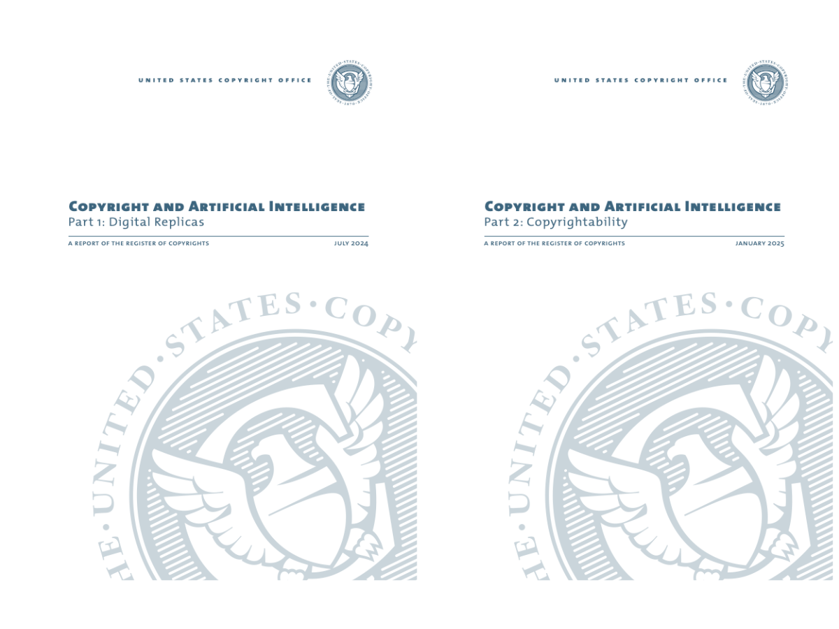 美國著作權局(United States Copyright Office)自 2023 年起廣泛徵詢公眾與專家意見,並自 2024 年起發表《Copyright and Artificial Intelligence》系列報告,分析 AI 在著作權法上的相關問題,並提供政策與法律上的建議與指引,協助評估是否需要立法或監管調整。第一部專注於「數位複製品」(Digital Replicas),第二部則為「生成式 AI 作品的著作權性」(Copyrightability),第三部則預計將討論 AI 訓練資料的著作權、授權及潛在責任分配等議題。